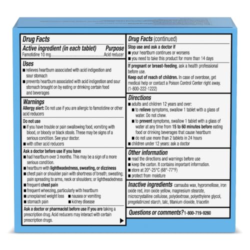 Amazon Basics Original Strength Famotidine Tablets, 10 mg, Acid Reducer, Heartburn Medicine, Acid Indigestion Relief, 90 Count (Previously Amazon Basic Care) - image 8
