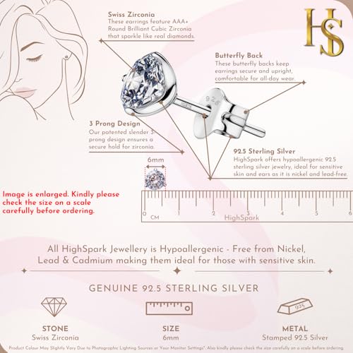 Image of HIGHSPARK 925 Silver inchSparkling Martini inch Solitaire Earrings | 92.5 Sterling Silver and Diamond like Brilliance Sparkling Zirconia | Lovely Gift