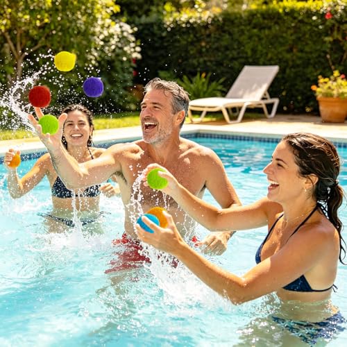 Xeehwb 200 Pcs Reusable Water Balls,Soft Soaker Splash Balls with Mesh Bag,Water Games Toys Ball for Outdoor Water Games Summer Fun,Pool Party,Beach Activities(6 Colors) — view 6