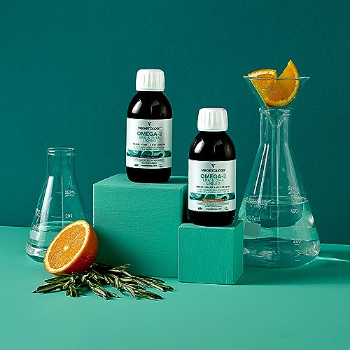 Vegan-Omega-3-Supplements-150-ml-30-Day-Supply--Plant-Source-from-Microalgae--EPA-300MG-DHA-500-MG-VIT-D3--Health-Supplements-for-Heart-Eye-Brain-Health-Orange-Flavored