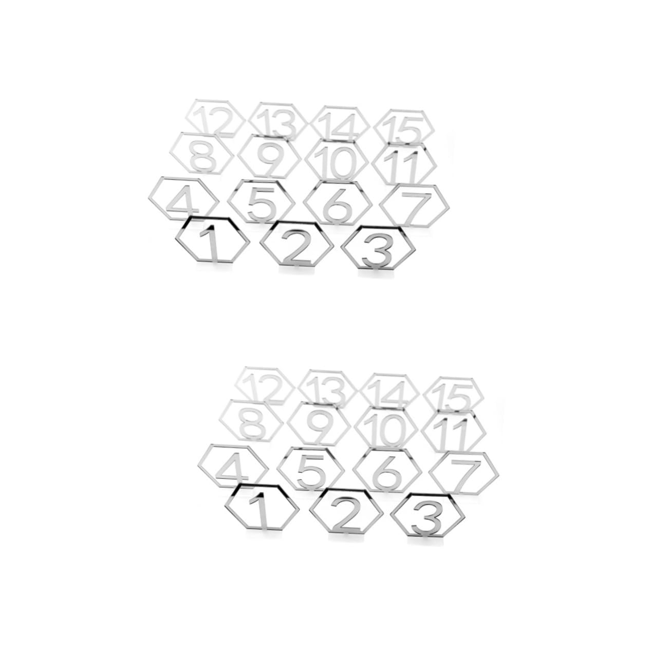 Zerodeko 2 Ensembles Numéros de Table Acrylique Hexagonal Décoration Unique pour Mariage Banquet Support Numéros de Table Creux pour Événements et Réceptions