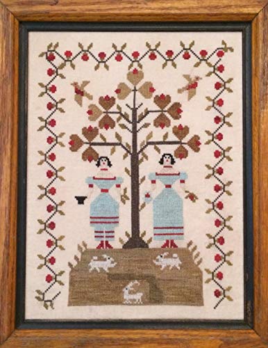 Girls in Blue Dresses Sampler Reproduction Chart by Merry Wind Farm