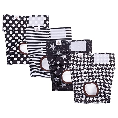 Image of CuteBone Washable Female Dog Diapers 4 Pack Reusable Doggie Heat Diapers for Period FMG01L