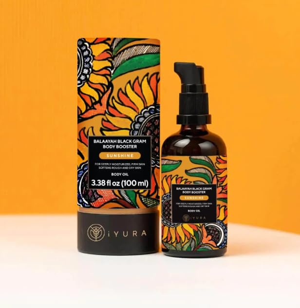 iYURA Balaayah Balaayah Black Gram Body Booster Oil - Sunshine Blend | Ayurvedic Massage & Moisturizing Body Oil | Luxurious Fast-Absorbing & Non-Sticky | 3.38 fl oz
