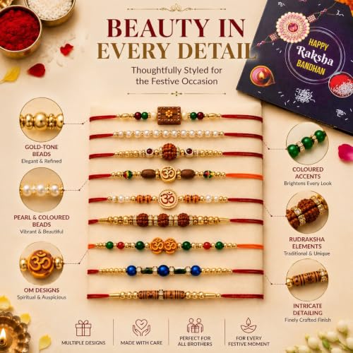 Image of Combo of 10 Dora Rakhi Set for Brother, Bhaiya, Bhabhi for Rakhi /Rakshabandhan with Roli Chawal & Greeting Card | Premium Rakhi Hamper RKHMPR52