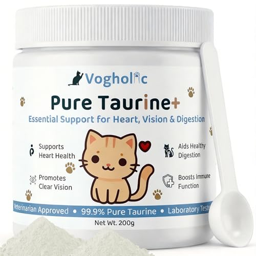 Taurine for Cats - Taurine Powder Supplement for All Ages Including Kittens - Pure Taurine for Heart Vision Vitality & Coat and Immune Health Unflavored (6oz)