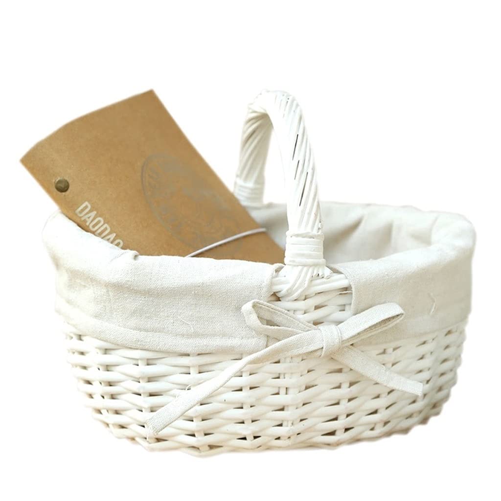 Storage Basket,Picnic basket Portable Hand-woven Camping Hamper Rattan Shopping Vegetable for 2 Outdoor