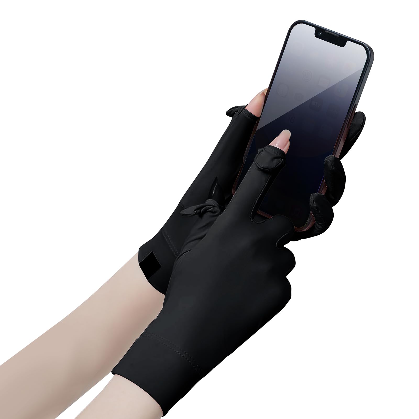 JIAHG Gants UV Protection Solaire Femme Gants Mince de Conduite Voiture à écran Tactile Mitaines Soie de Glace Léger Respirant Antidérapant pour Cyclisme Golf Pêche Camping