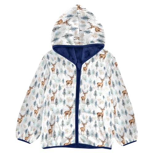 KEIGE Woodland Deer Boys Fleece Coat,Children's Zip-Up Hoodie Jacket,Baby Warm Fashion Outerwear 3T,A110943