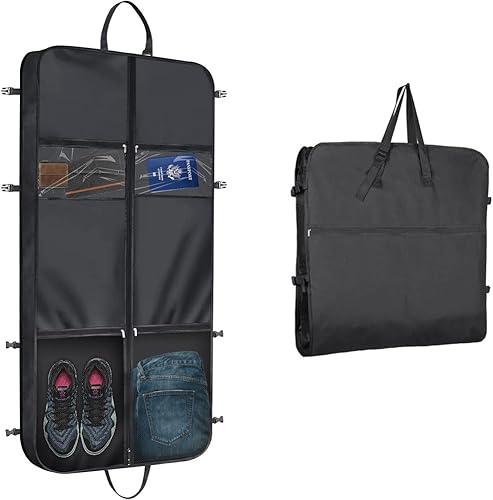 Bolsas de ropa de 50 pulgadas para viajes, bolsa de ropa colgante con 6 bolsillos, bolsa de ropa plegable resistente, bolsa de viaje con cremallera