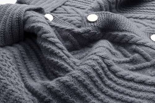 Image of CHARTOU Women Winter Thick Cardigan Lapel Collar Button Down Chunky Knit Coatigan Sweater Jacket