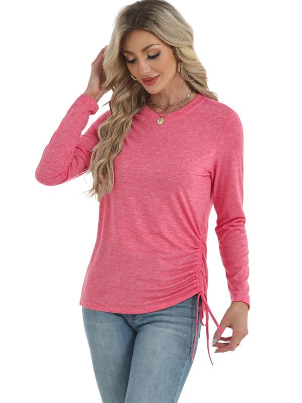 Womens Long Sleeve Shirts Crewneck Tops Loose Fit Stretch Casual Workout Basic Fall T-Shirts 20254