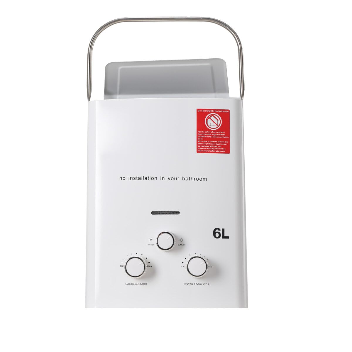 Calentador de Agua Propano Instantáneo 6L / min, Calentador de Agua de Gas sin Tanque con Tapa de lluvia, Tankless Calentador de Gas con Mango Portátil 12Kw para Ducha de Camping