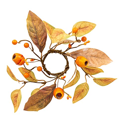 Factory Direct Craft Group of 4 Artificial Crab Apple Mini Candle Rings for Fall Displays and Decorating