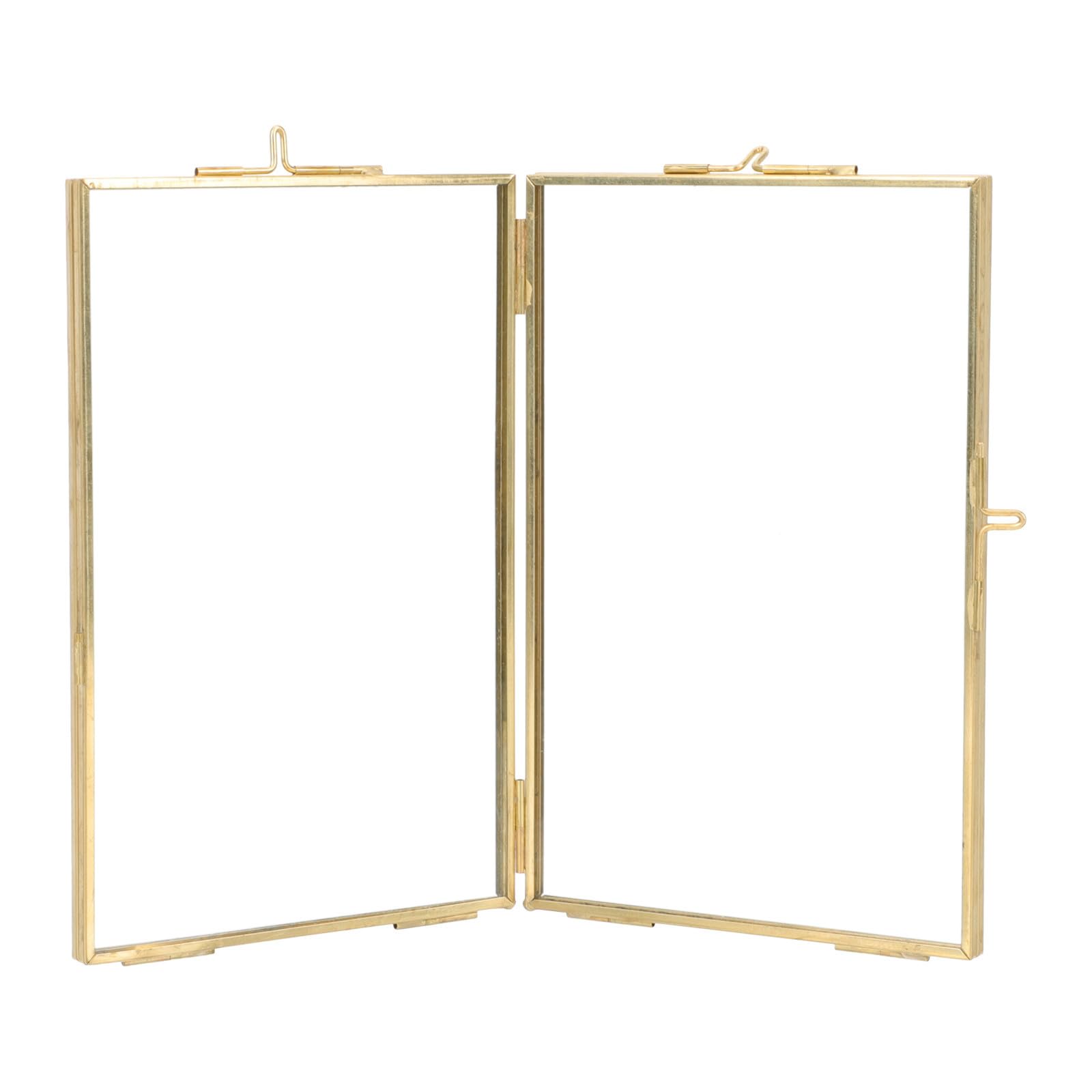 ORFOFE Marco de Fotos Dorado de Vidrio Soporte para Exhibición, Diseño Elegante y Artesanal, Adecuado para Decoración de Escritorio y Plantas Prensadas