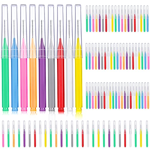 Image of Patelai 100 Pieces Braces Dental Brush for Cleaner Interdental Toothpick Dental Tooth Flossing Head Oral Hygiene Flosser Toothpick Cleaners Tooth Tool(Mixed Colors,Mixed Sizes)
