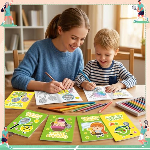 Image of Bulk Tennis Coloring Books, 72Pcs Mini Ball Drawing Booklet for Kids | Sport Ball Theme DIY Art Coloring Book for Toddlers Farmer Market Party Goodie Bags Stuffer Classroom Art Crafts