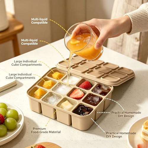 Bandeja de hielo de silicona 12 cavidades con tapa miniatura 3