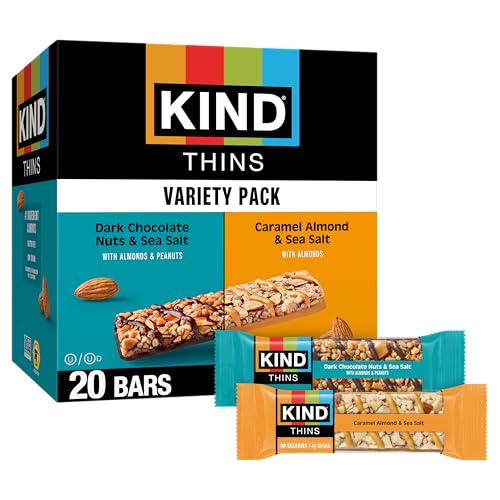 KIND Thins Variety Pack, 20 Count, Healthy Low Calorie Snack Bars