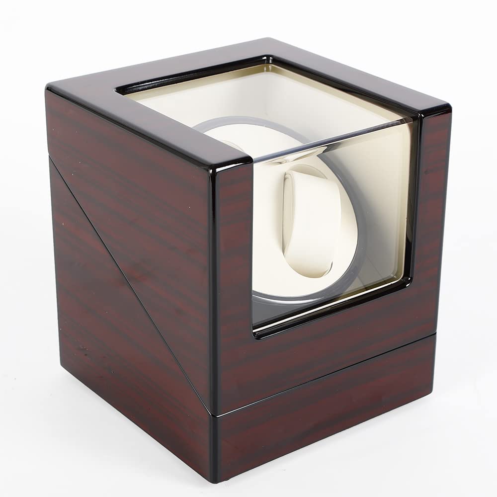 Uhrenbeweger-Vitrine, 2+0 Uhrenbox Automatisch Uhrenbeweger Rechteckig Uhren Watch Winder Uhrenbox, für 2 Uhren Automatisch Holz Luxuriöser Uhrengehäuse, 21 * 18.3 * 18cm, Braun