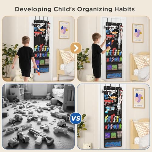 Rangement pistolet à jouets organisateur de porte suspendu camouflage multi-poche