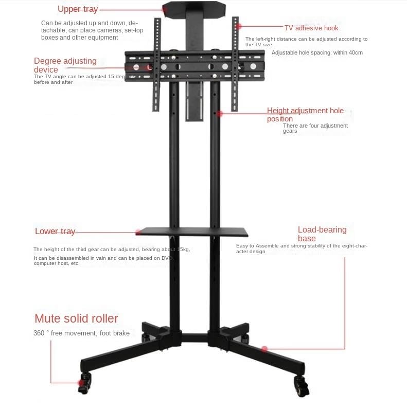 Soporte Universal para TV con Ruedas y Estante Ajustable miniatura 4