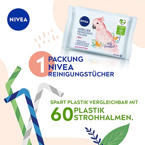 NIVEA 3-in-1 Hey Beautiful! Micellar Cleansing Wipes (Pack of 25), Gentle Facial Cleansing Wipes with Vitamin E - Image 4
