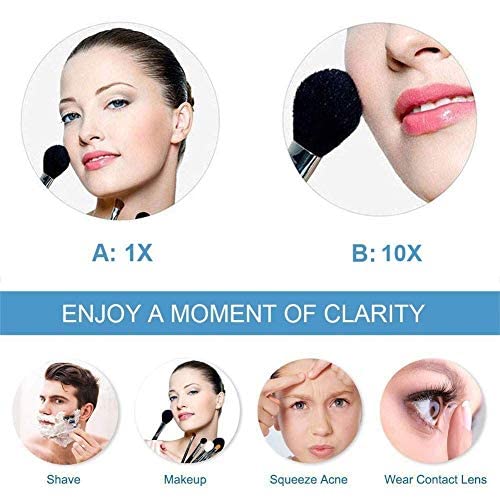 Espejo de tocador de maquillaje iluminado montado en la pared, espejo de maquillaje de baño con aumento 1X/10X de doble cara de 8 pulgadas, atenuación táctil de pantalla, espejo de afeitar cosmét