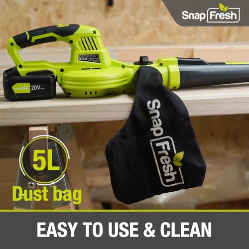 SnapFresh Cordless Blower & Vacuum - 2 in 1 Electric Blower with 4.0Ah Lithium Battery & 2h Fast Charger, 20V Handheld Vacuum with Bag for Small Trash, Car, Dust, Pet Hair, Corner Cleaning - Image 3