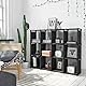 SONGMICS LSN12BK Modulares Regal, 12 Würfel, offenes Bücherregal, Arbeitszimmer, Regal für Wohnzimmer, Schwarz