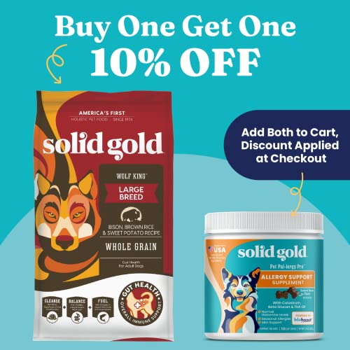 Solid Gold Wolf King - Large Breed Dry Dog Food - Whole Grain Kibble - Bison, Brown Rice & Sweet Potato - Omega 3, Superfood & Digestive Probiotics For Dogs - Gut Health, Immune & Antioxidant Support #TOP4