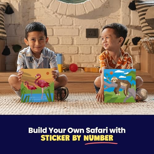 Image of BeginBird Sticker By Number DIY Art Activity Zoo Animals,Craft Kits & Supplies, Mess-Free Fun For Kids,Unicorns and Princesses,10 Magical Artworks, 500+ Stickers ,Art & Craft Kit,Travel Toys,Gifts for Boys & Girls Ages 5, 6, 7,8,9,10,11