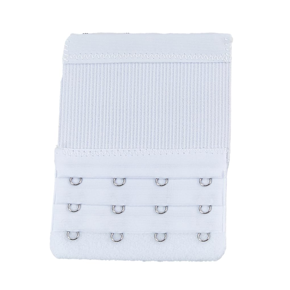 Geardeangloow Unisex White Extension Strap Bra Extenders Breathable 3 Rows 4 Hooks Adjustable Accessories Band Replacement Intimates Underwear