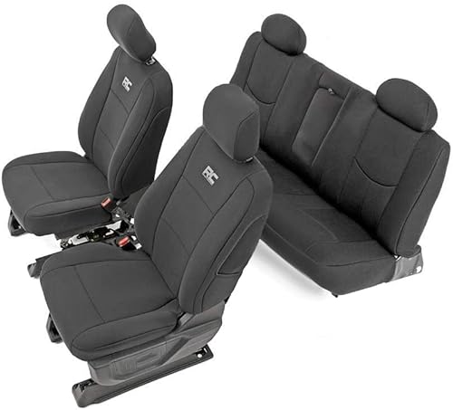 Rough Country Fundas de asiento de neopreno para Chevy Silverado/GMC Sierra 1500 (14-18) – Fundas de asiento Silverado resistentes a los rayos UV y