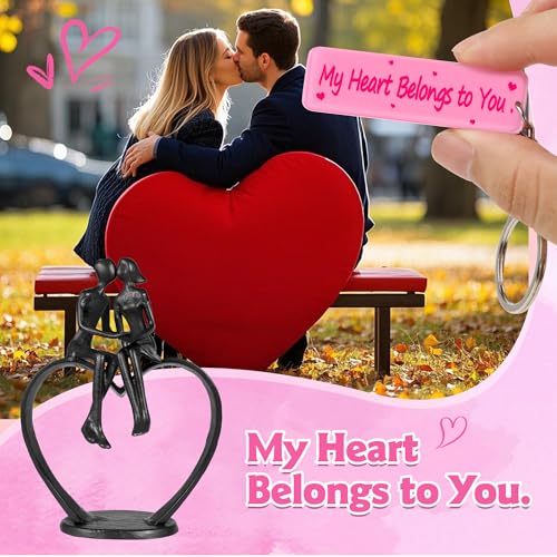 Gifts for Wife, Kissing Couple & Loving Heart Statue Cast Iron Sculpture Decor, Wedding Anniversary Birthday Gifts for Wife Women Girlfriend Her, Wedding Anniversary Couple Gifts - Image 6