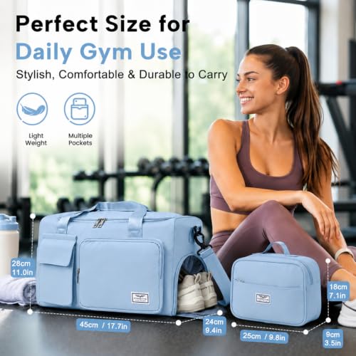 Image of FIORETTO Women's Gym Duffle Bag with Shoes Compartment, 30L Capacity, Ideal for Travel, Gym, Sports, Duffel, Weekender