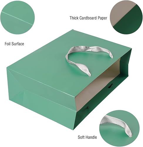 Miniatura 4 de ysmile Bolsa de regalo verde extra grande individual con papel de envoltura para mujeres 16.5 "Bolsa de papel preminum con asa