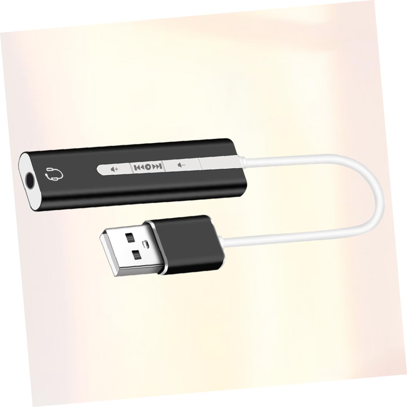 Balacoo 1Pc USB Sound Card with Surround Audio for Mic and Earphone External Adapter for Volume Control Optimized for Sound Transmission Black