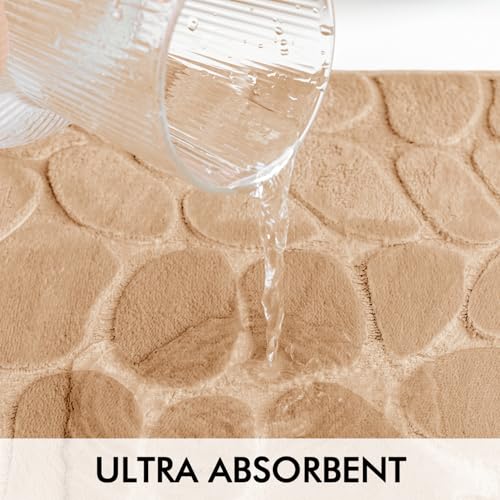 MIULEE Alfombra de Baño de Microfibra y Espuma de Memoria Antideslizante con Dibujo Geométrico – Suave, Absorbente, Lavable a Máquina – 50x80 cm, Camello