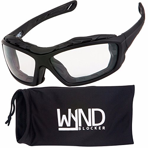 WYND Blocker Motorcycle Riding Glasses Extreme Sports Wrap Sunglasses (Black/Clear)