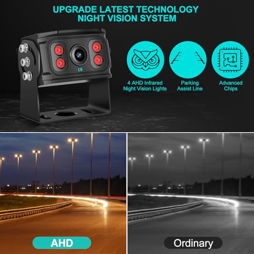 Image of Dual RV Backup Camera 7 Inch 4K Display Screen Loop Recording Voice Control System IP68 Infrared Night Rear View Camera Wired Kit RV Trucks Tractors Car Videorecorders （12-24V）