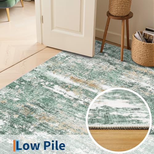 Tapete de área 8x10 GarveeHome lavable máquina moderno verde miniatura 4