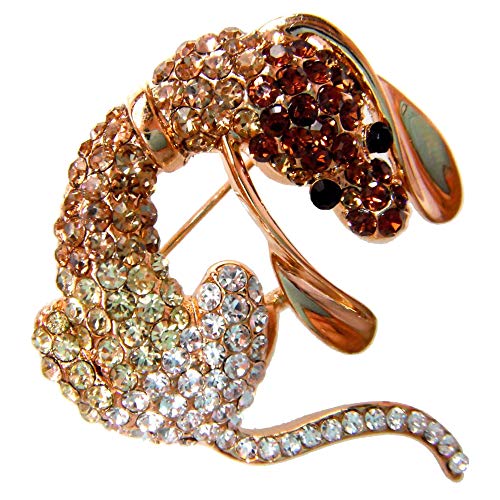 Image of Navachi 18k Gold Plated Crystal Dachshunds Dog Brooch Pin