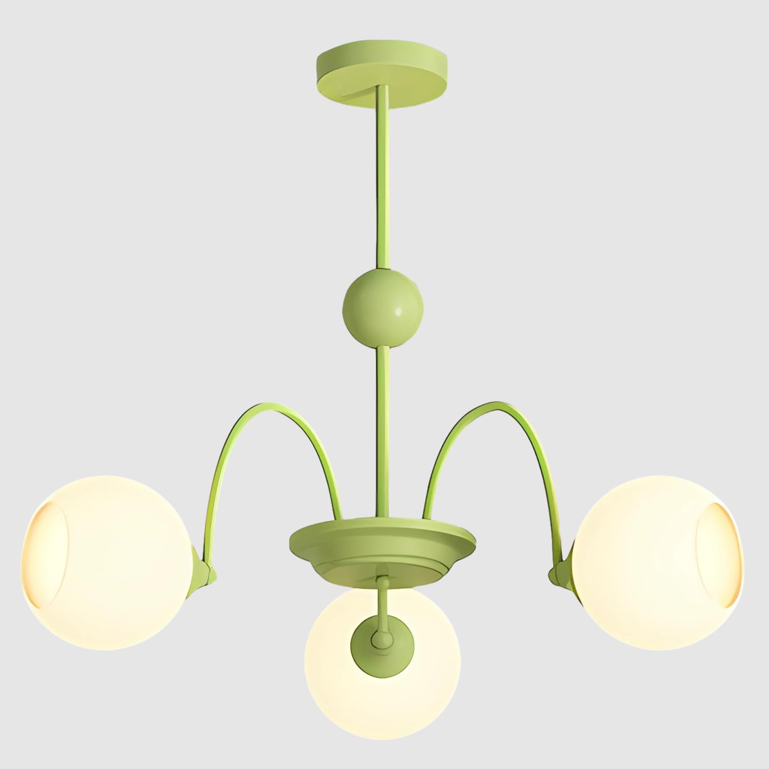Lustre spoutnik doré rétro plafonnier 5 lumières suspension verre blanc de salon - 8