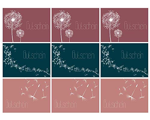 Gutschein-Set A6 Postkarten 9 Stück 3 Motive Rückseite zum selbst beschreiben Geburtstage Jahrestage Cover