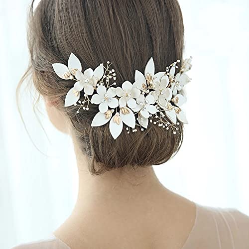 Flor de novia crown clip para peinados de boda en exteriores y banquetes 4