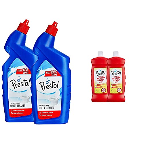 Image of Toilet Cleaner - 1 L (Pack of 2) Amazon Brand - Presto! Bathroom Cleaner - 1 L (Lemon, Pack of 2)