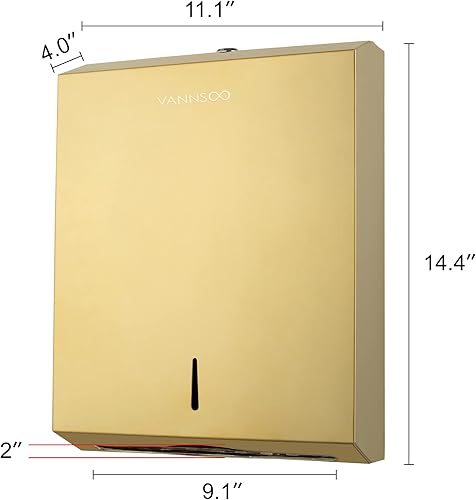 Miniatura 3 de Paper Towel Dispenser, Commercial Stainless Steel Tri-foldMulti-foldC-Fold Paper Towel Holder Wall Mount Key (Gold)
