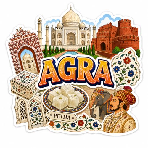 Image of Zesta Wooden Fridge Magnets Set | Refrigerator Decor Magnets for Kitchen | India Souvenir Fridge Magnet Collection | Wooden Magnet for Fridge Door Decoration (Agra)