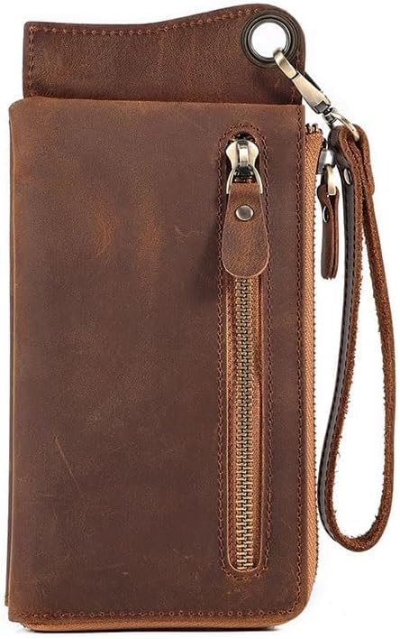 Vintage Genuine Leather Business Wallet for Men Money Clip Slim Front Pocket Design (Brown,18 * 10.5 * 3cm)